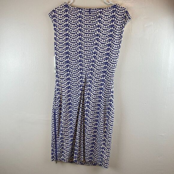 Donna Morgan Darleene Jersey Dress Purple Geometric Print Waves Size 6 Office - Picture 8 of 13